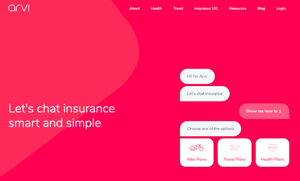 Ask Arvi: Insurance via Chatbot