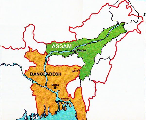 Bangladesh and Asam Map