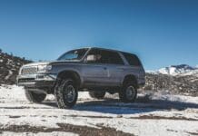 4x4 Off Road SUV on snowy mountain