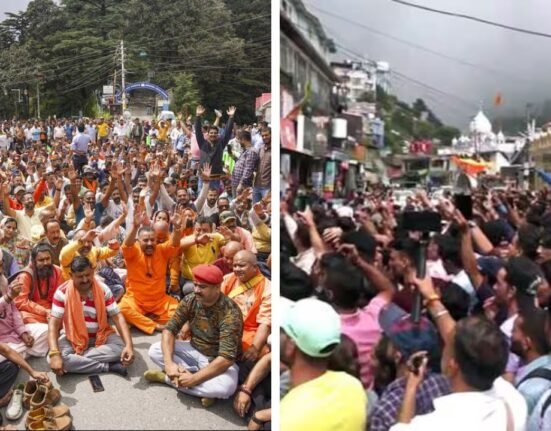 Hindu organizations led huge protest against illegal mosque construction in Shimla