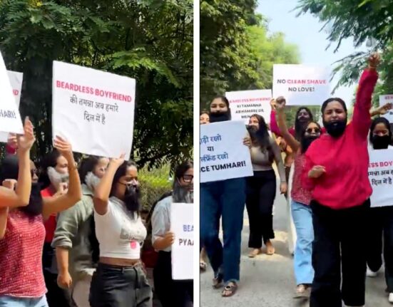 Watch: 'Beard hatao, Pyaar Bachao' - Young girls protest against boyfriends with beards