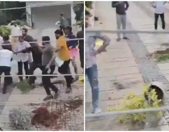 Watch: People throw tomatoes outside Allu Arjun's residence after stampede incident