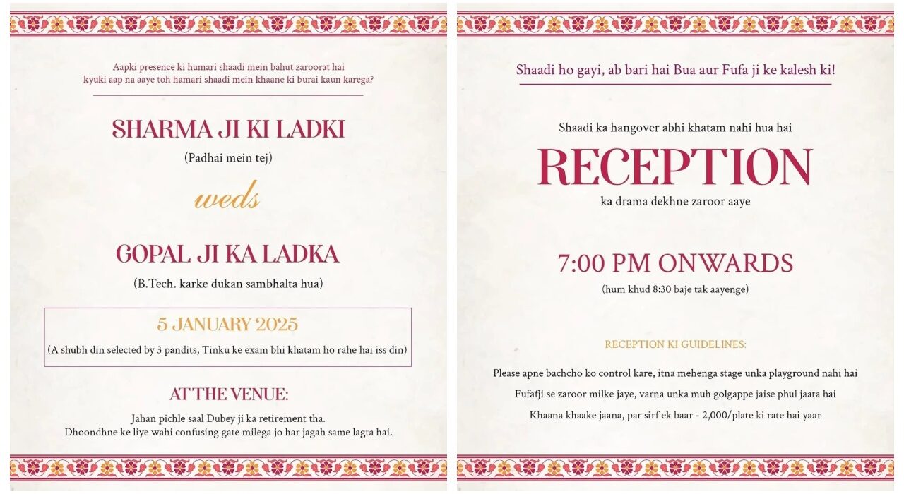 This hilarious viral Indian wedding card is taking the internet by storm