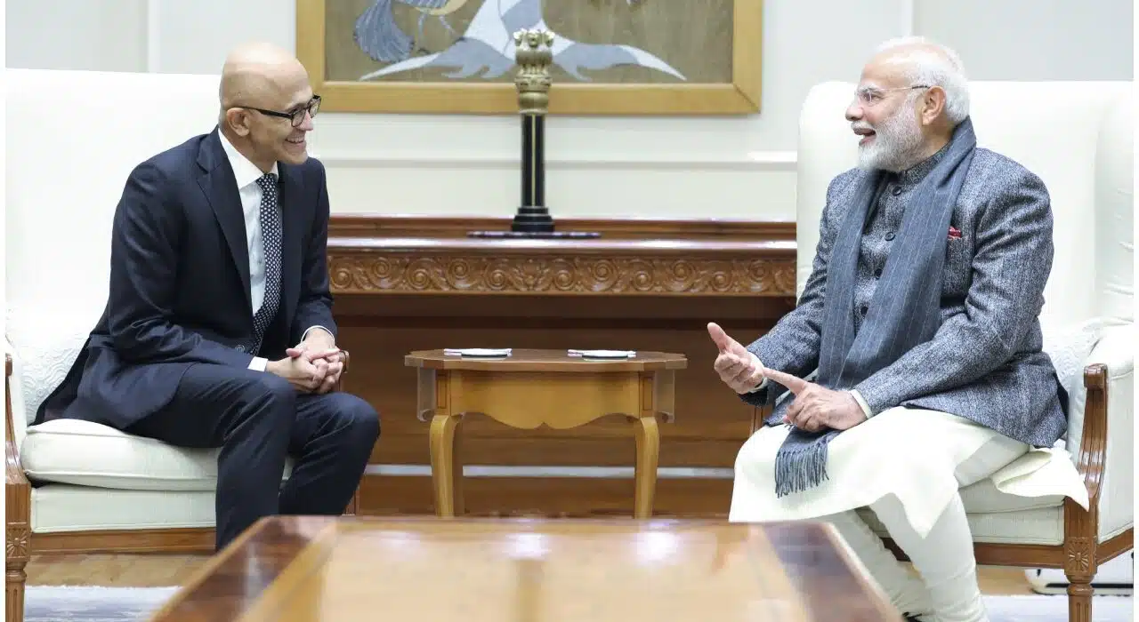 PM Narendra Modi and Microsoft CEO Satya Nadella meet to discuss technology, innovation, and AI in India