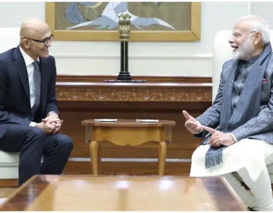 PM Narendra Modi and Microsoft CEO Satya Nadella meet to discuss technology, innovation, and AI in India