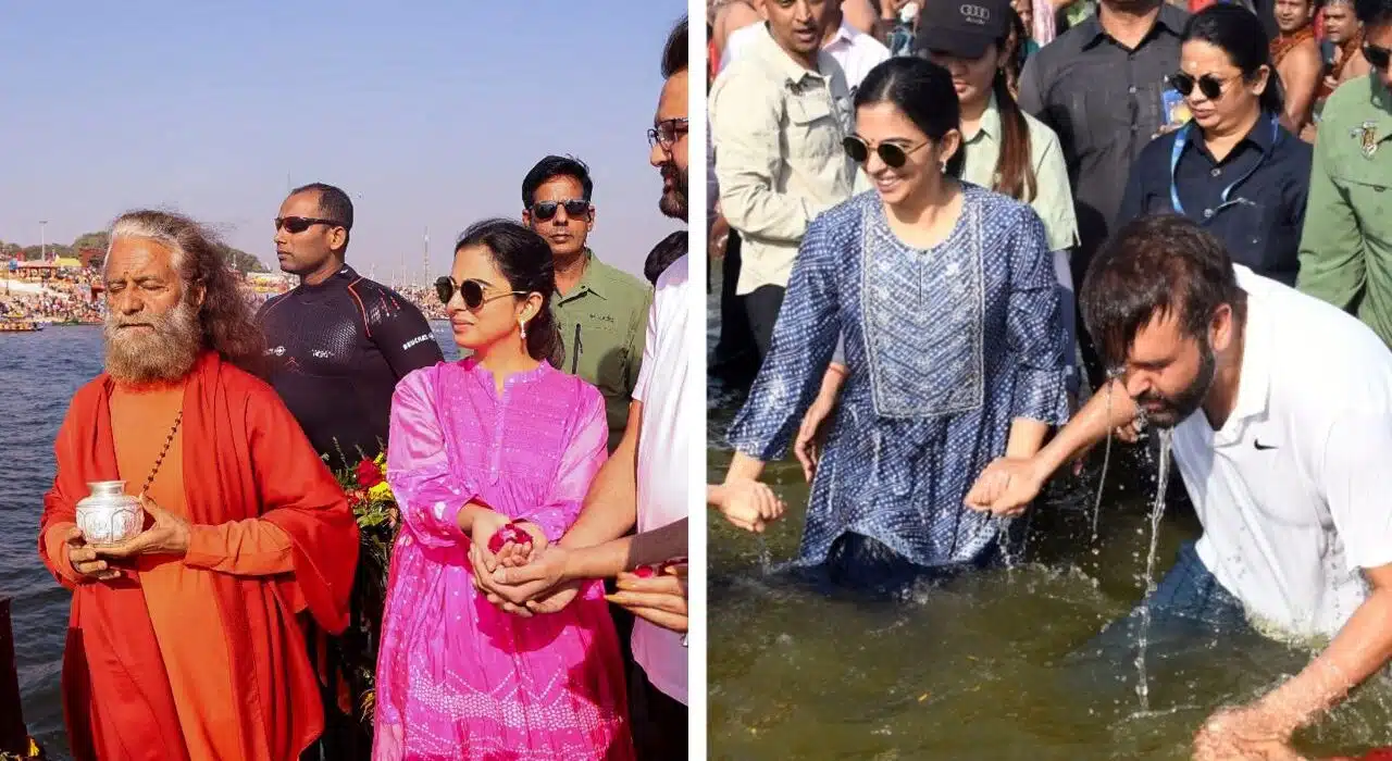 Isha Ambani visits Kumbh 2025 with husband Anand Piramal in Traditional Clothes