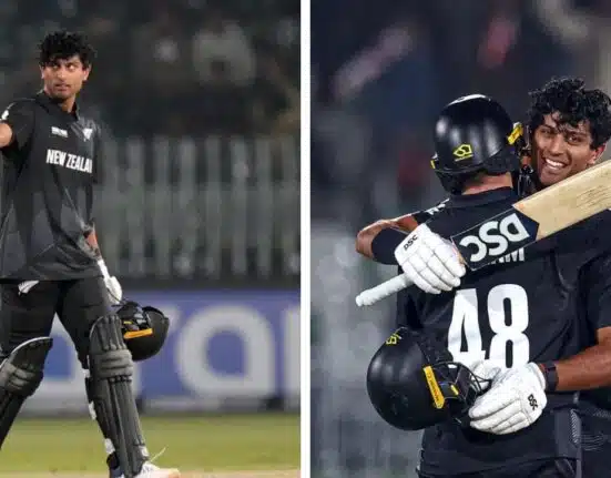 Rachin Ravindra Hits a sensational century against Bangladesh in Champions Trophy 2025