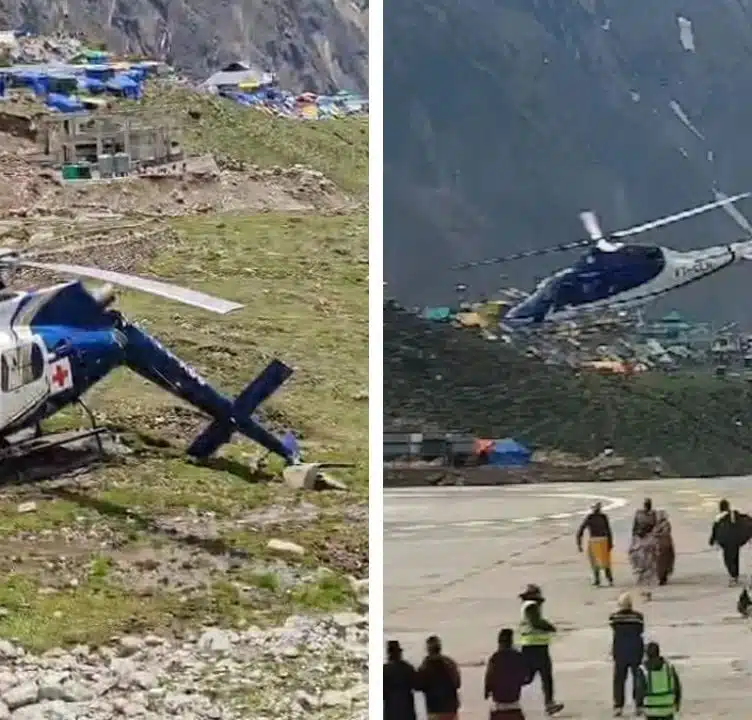 Helicopter crash in Kedarnath, Tail Broken While Landing, Passengers land safely