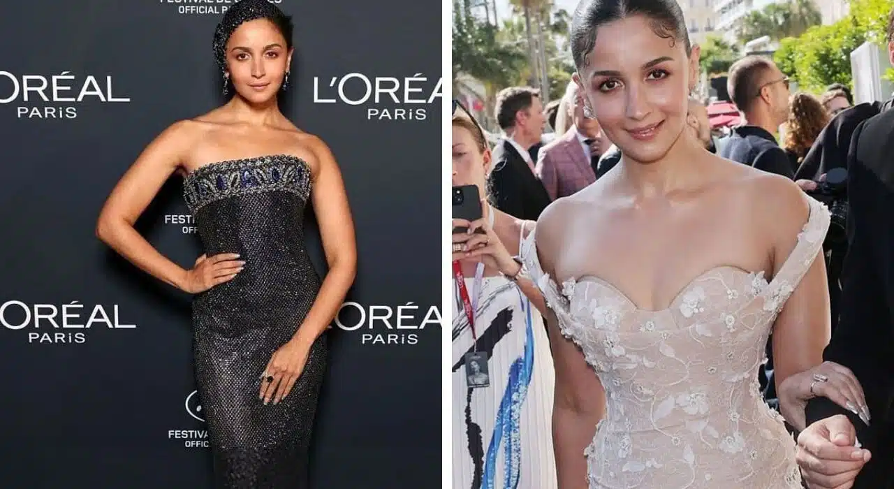 Alia Bhatt Glams in Bejewelled Navy Armani Prive Gown at Cannes 2025 Film Festival