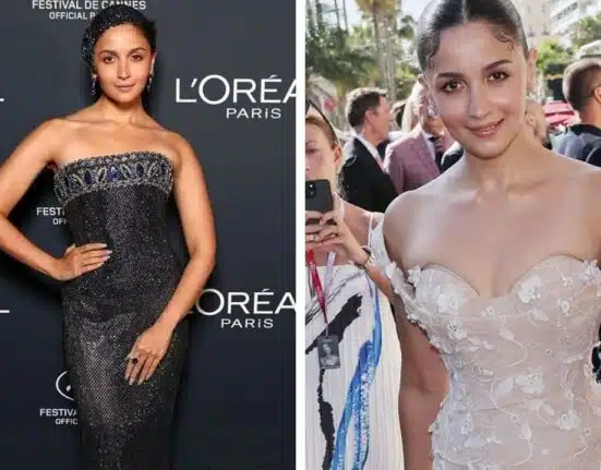 Alia Bhatt Glams in Bejewelled Navy Armani Prive Gown at Cannes 2025 Film Festival