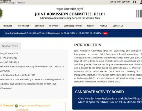 JAC Delhi Counselling Round 2 Starts, Registration Starts on 19 June