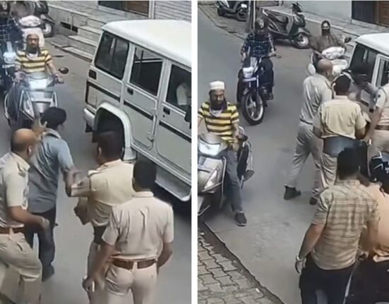 Kota Shocking Incident: SHO Brutally Slaps Shopkeeper, falls unconscious on Road