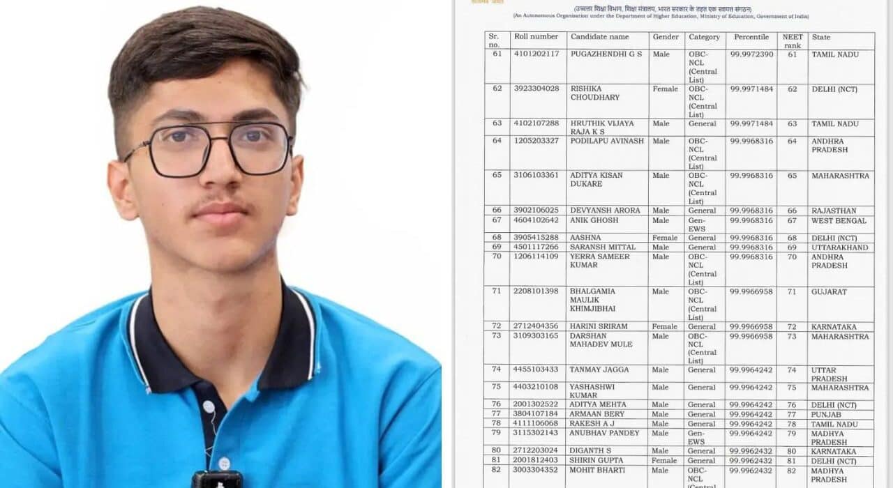NEET UG 2025 Toppers List Out: Mahesh Kumar secures AIR 1 Rank