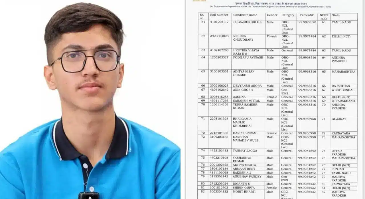NEET UG 2025 Toppers List Out: Mahesh Kumar secures AIR 1 Rank
