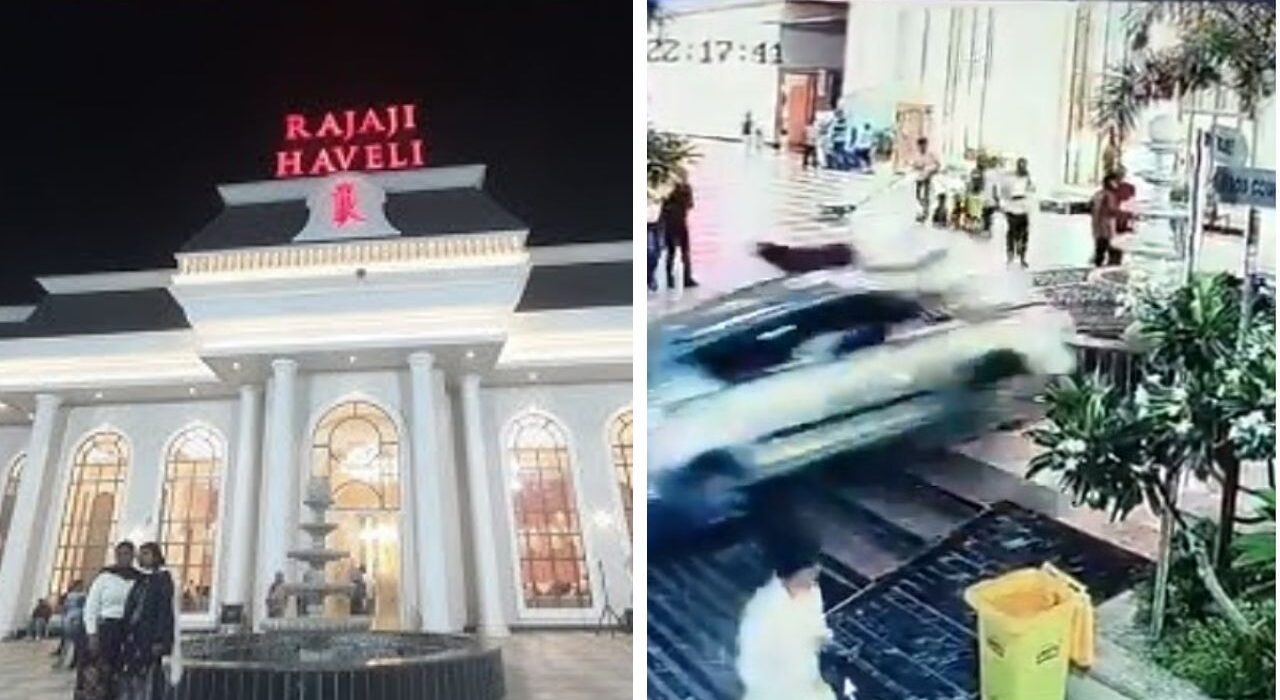 Hapur Accident: Speedy Car Crushed 4 people outside Raja Ji Haveli Hotel at NH-9