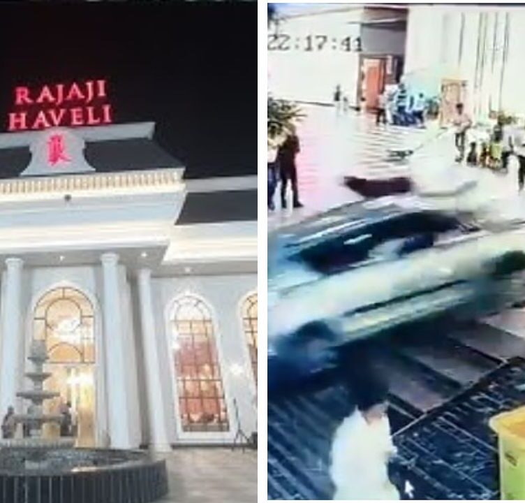 Hapur Accident: Speedy Car Crushed 4 people outside Raja Ji Haveli Hotel at NH-9