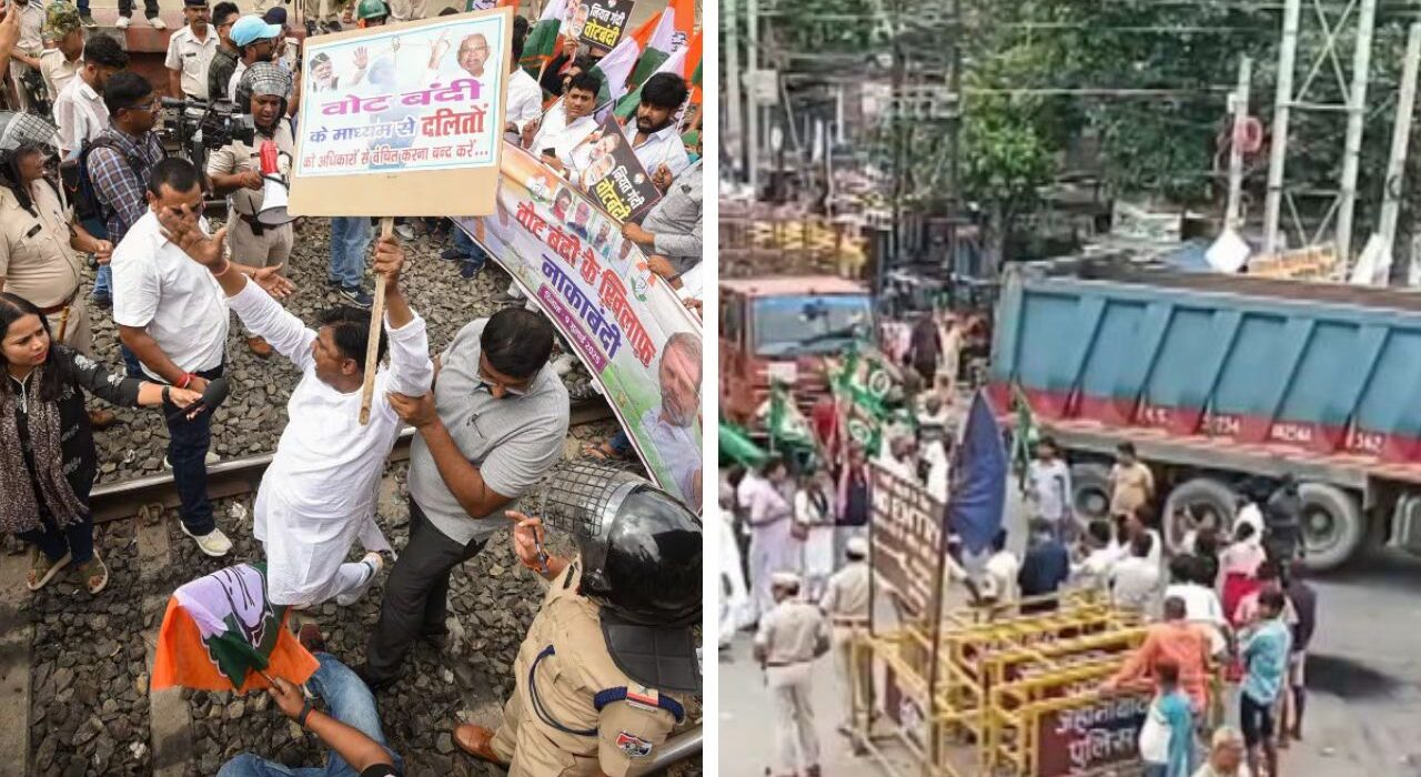 INDIA bloc protests on Bihar voter roll revision blocks roads, and halts trains