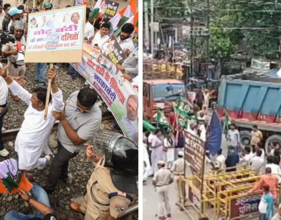 INDIA bloc protests on Bihar voter roll revision blocks roads, and halts trains