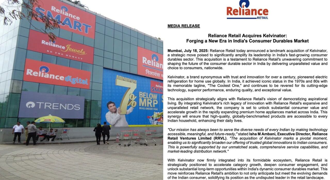 Reliance Retail Purchase Home Appliance Brand Kelvinator To Grow in Consumer Durables Sector