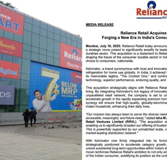 Reliance Retail Purchase Home Appliance Brand Kelvinator To Grow in Consumer Durables Sector