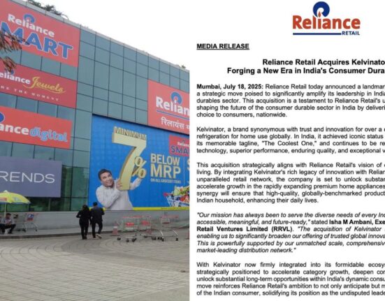 Reliance Retail Purchase Home Appliance Brand Kelvinator To Grow in Consumer Durables Sector
