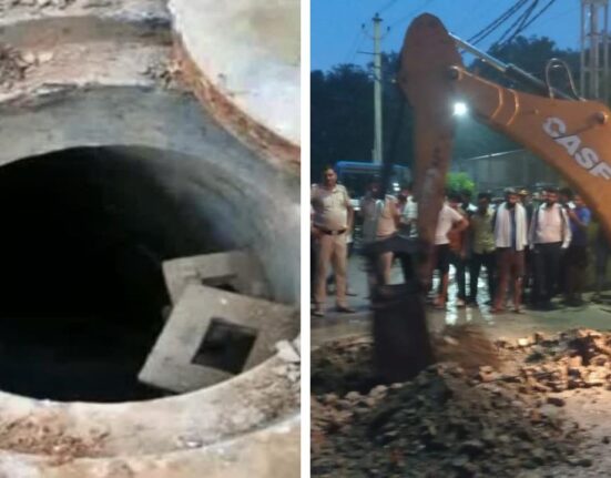 Boy fall in Vasanj Kunj Open Sewer in Delhi, Rescue Efforts Starts