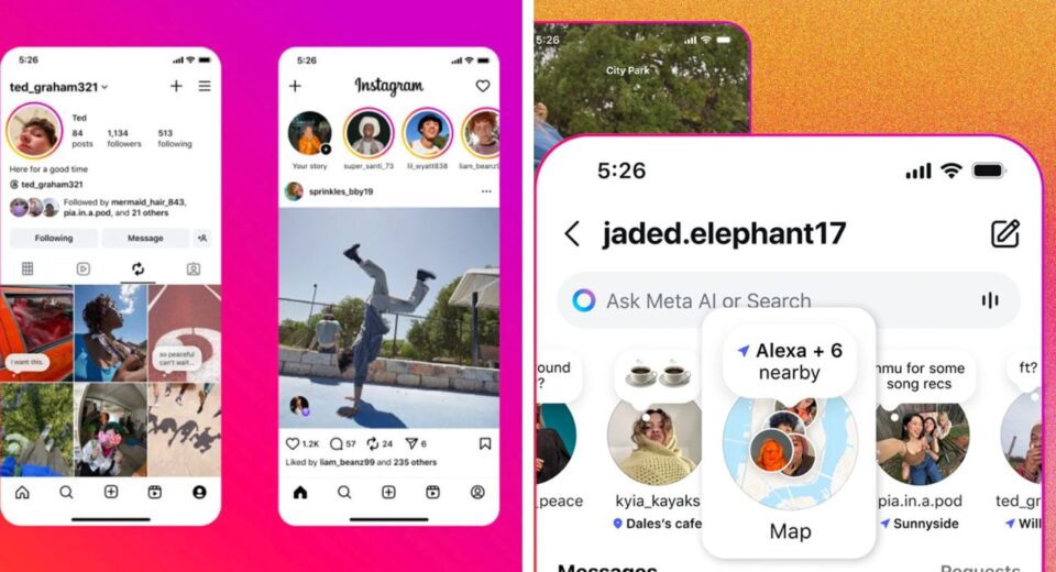Instagram Reposting and map Features Face Big Backslash
