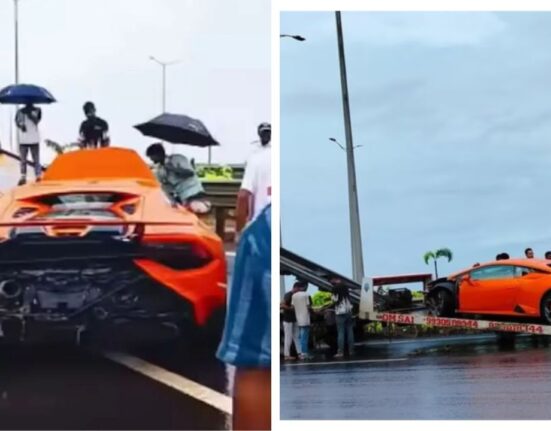 Lamborghini Huracán Crashes into Divider on Mumbai Coastal Road in Heavy Rain
