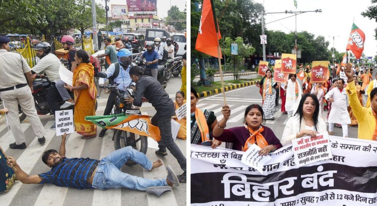 NDA Held Bihar Bandh Today for 5 hours over abusive comments on PM's Mother