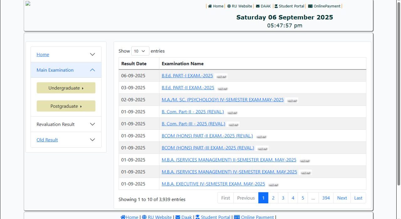 UNIRAJ Results 2025 Out: Check course wise results online
