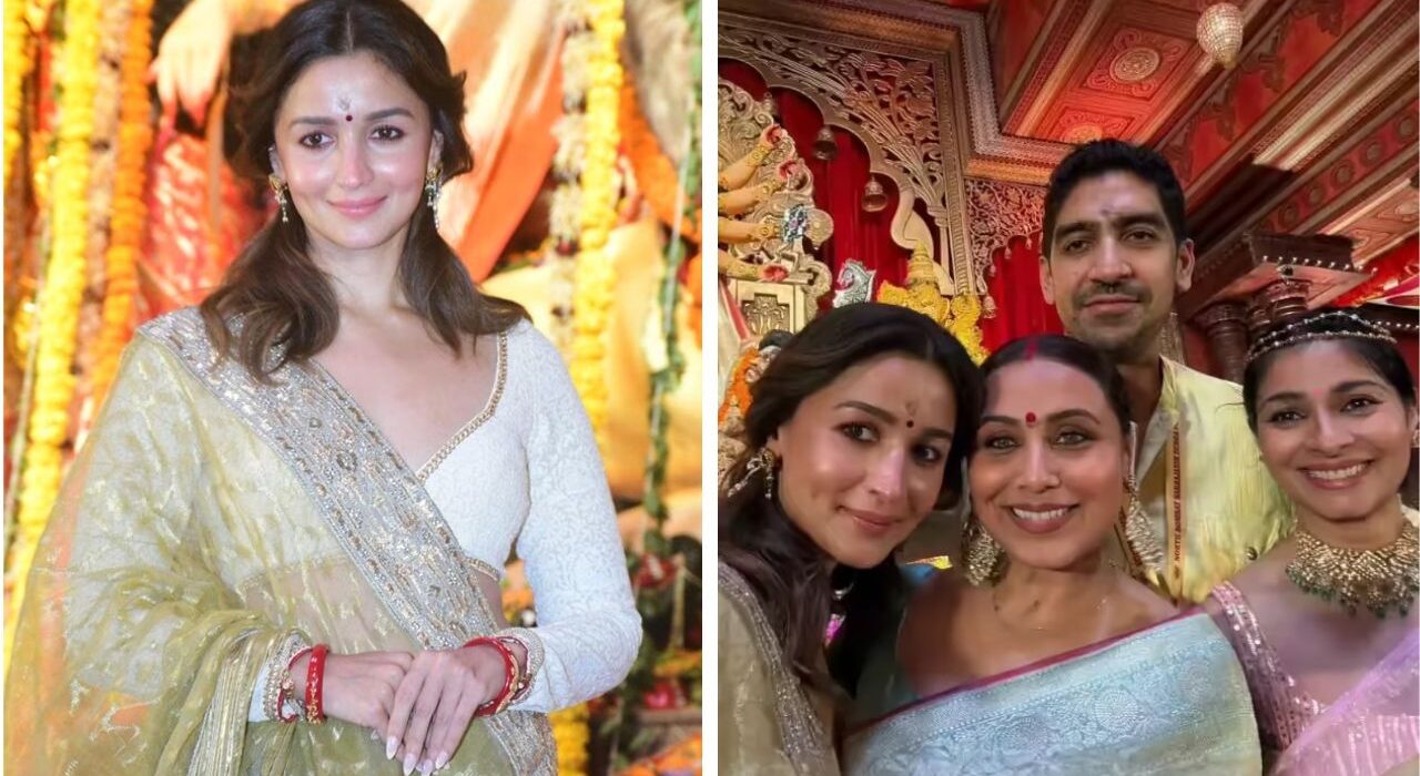 Alia Bhatt visits Kajol’s Durga Puja pandal, show innate charm