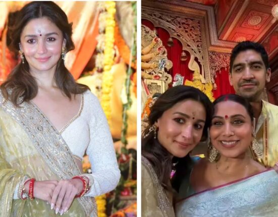 Alia Bhatt visits Kajol’s Durga Puja pandal, show innate charm