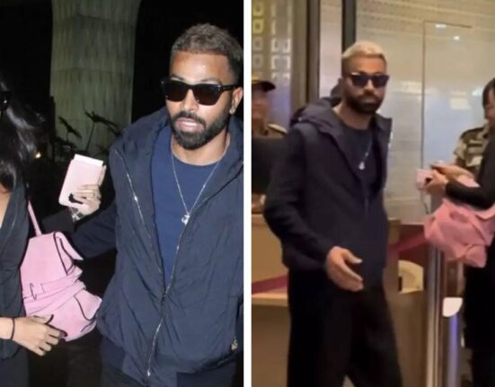 Hardik Pandya Spotted with Model Mahieka Sharma at Mumbai Airport