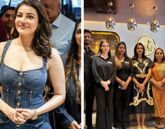 Kajal Aggarwal Inaugurates Hair Masters Salon in Lucknow with Denim Ensemble