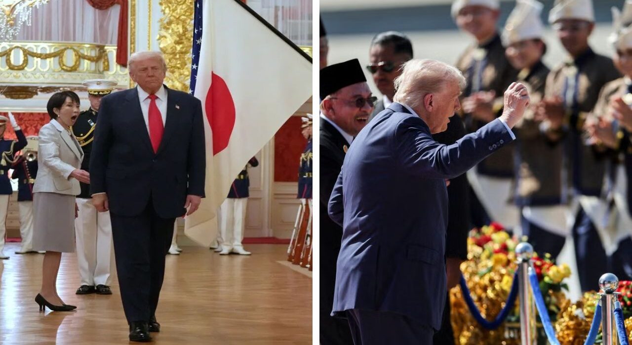 Trump awkward behavior Japan's ceremonial welcome caught in viral video
