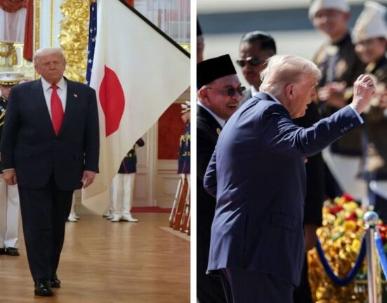 Trump awkward behavior Japan's ceremonial welcome caught in viral video