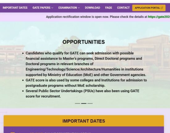 GATE 2026 application correction window close today on 3 November