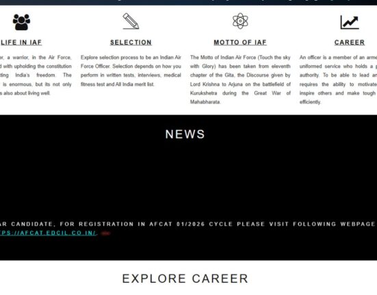 IAF AFCAT 1 Exam 2026 Registration begin, Fill Application Online
