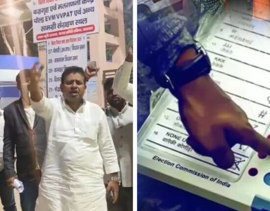 RJD Workers Protest Truck Entry at Sasaram EVM Strong Room