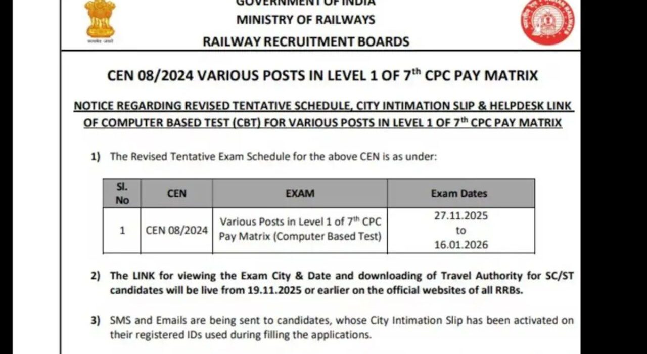 RRB Group D Exam Date 2025 Out, Check exam timeline, schedule