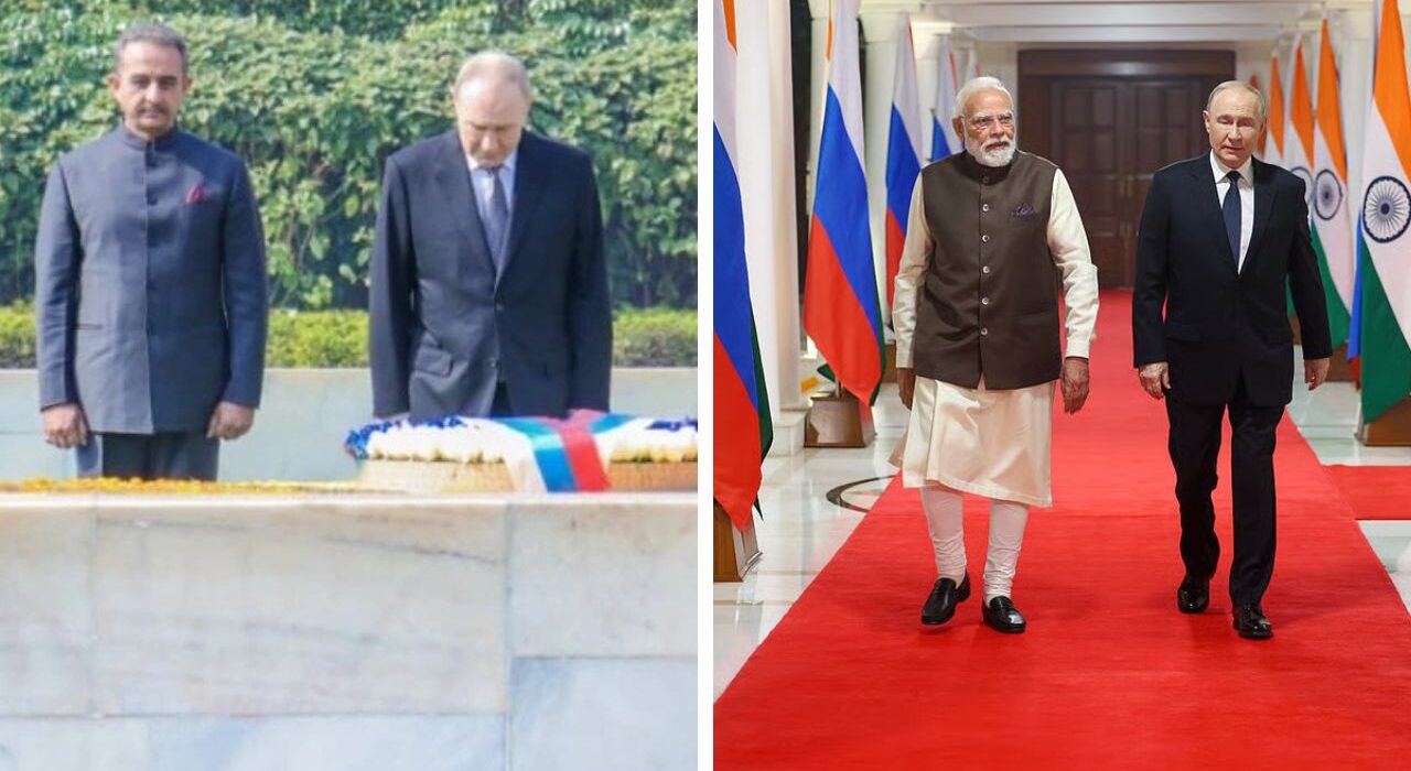 Putin Pays Tribute to Gandhi at Raj Ghat During India Visit