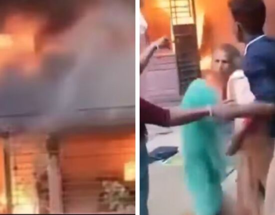 Hindu Teacher's Home Burn in Bangladesh Sylhet District