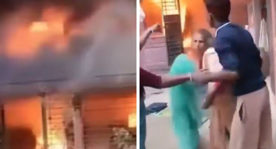 Hindu Teacher's Home Burn in Bangladesh Sylhet District