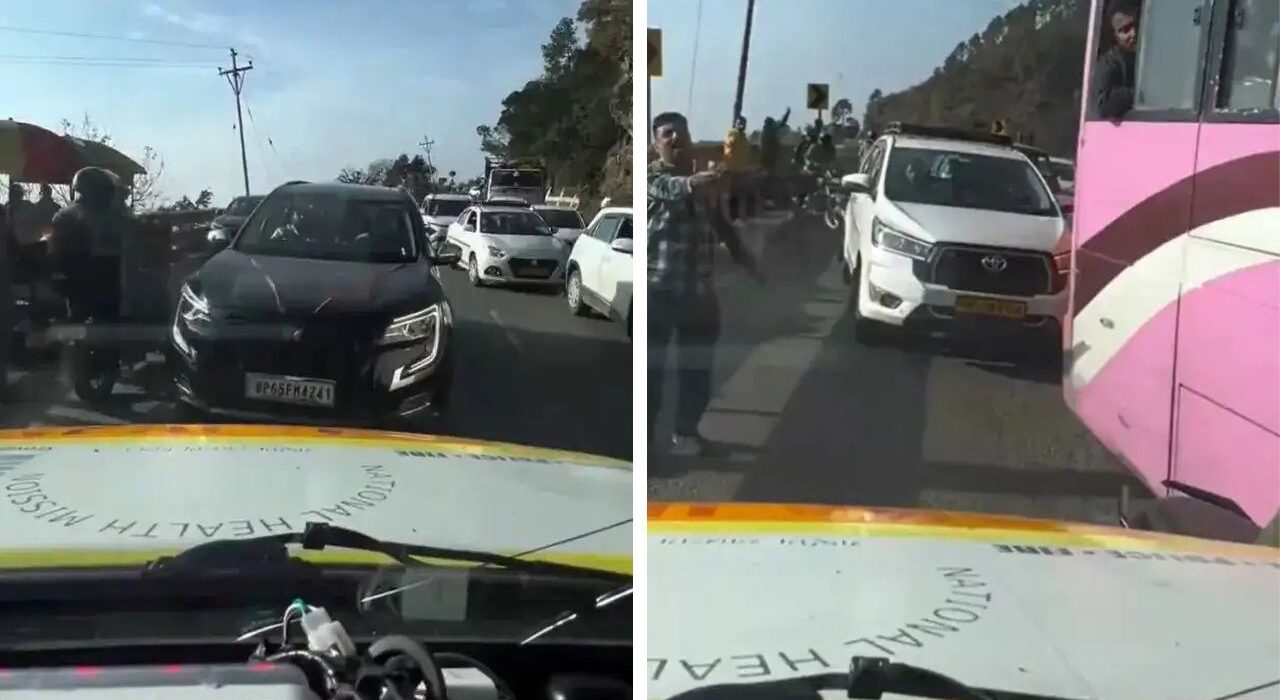 Dashcam Catches Drivers block Ambulance on Mountain Highway in India