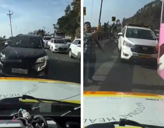 Dashcam Catches Drivers block Ambulance on Mountain Highway in India