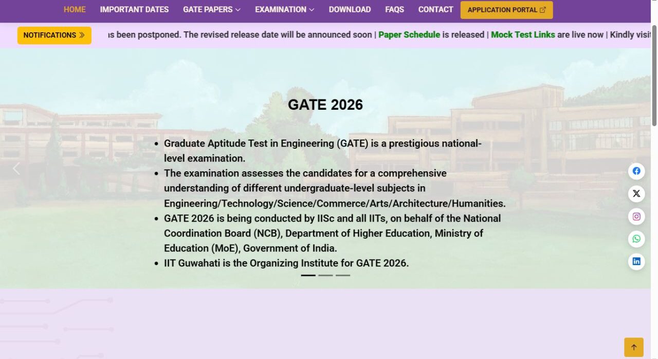 IIT Guwahati Confirms GATE Admit Card Release by Jan 16? Latest Details