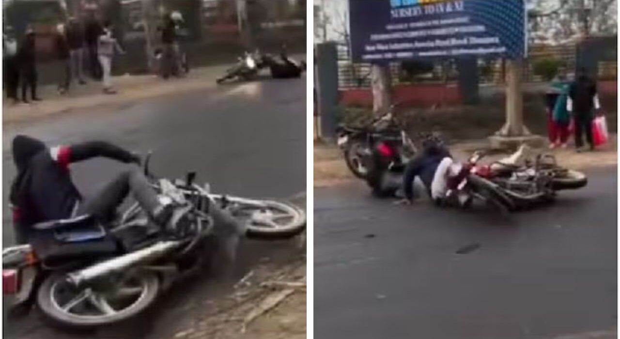 Viral Video Shows Bikers Slipping on UP Road, Raising Safety Fears