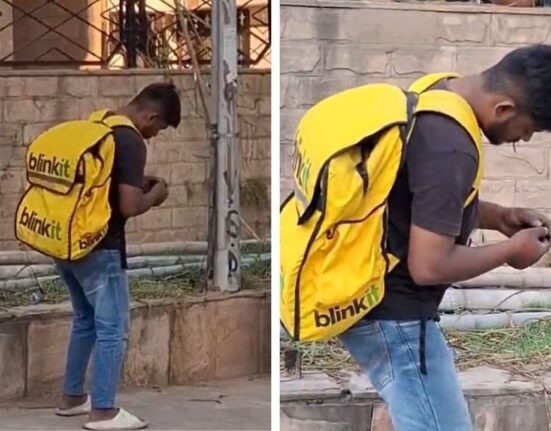 Blinkit Delivery Worker Stands Frozen for Two Hours in Chandigarh