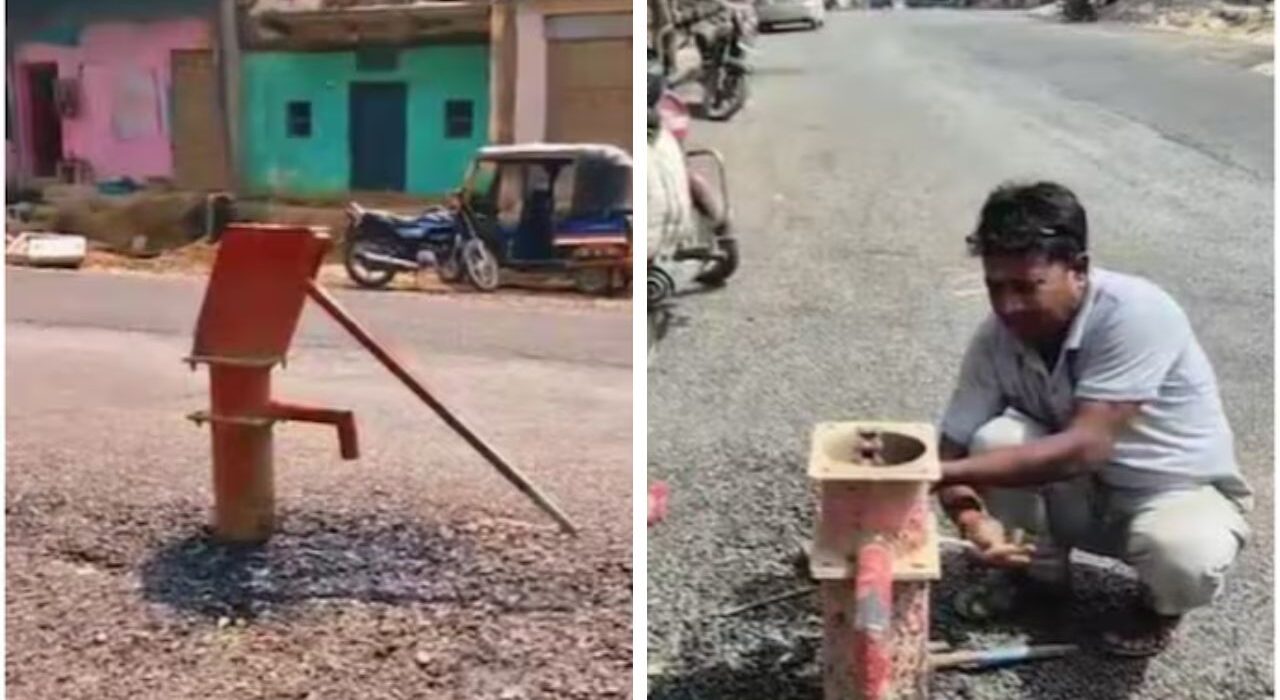 Handpump in Middle of New Road Draws Mockery and Quick Fix in Mirzapur