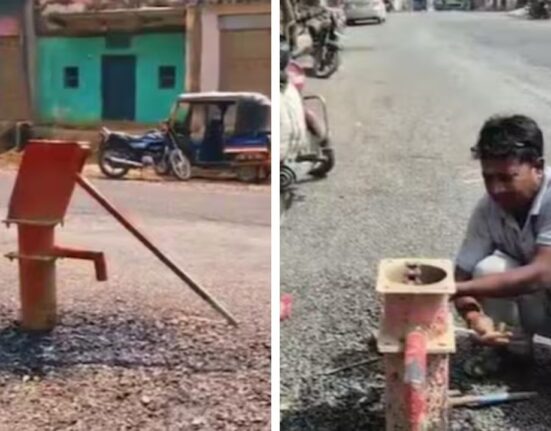Handpump in Middle of New Road Draws Mockery and Quick Fix in Mirzapur